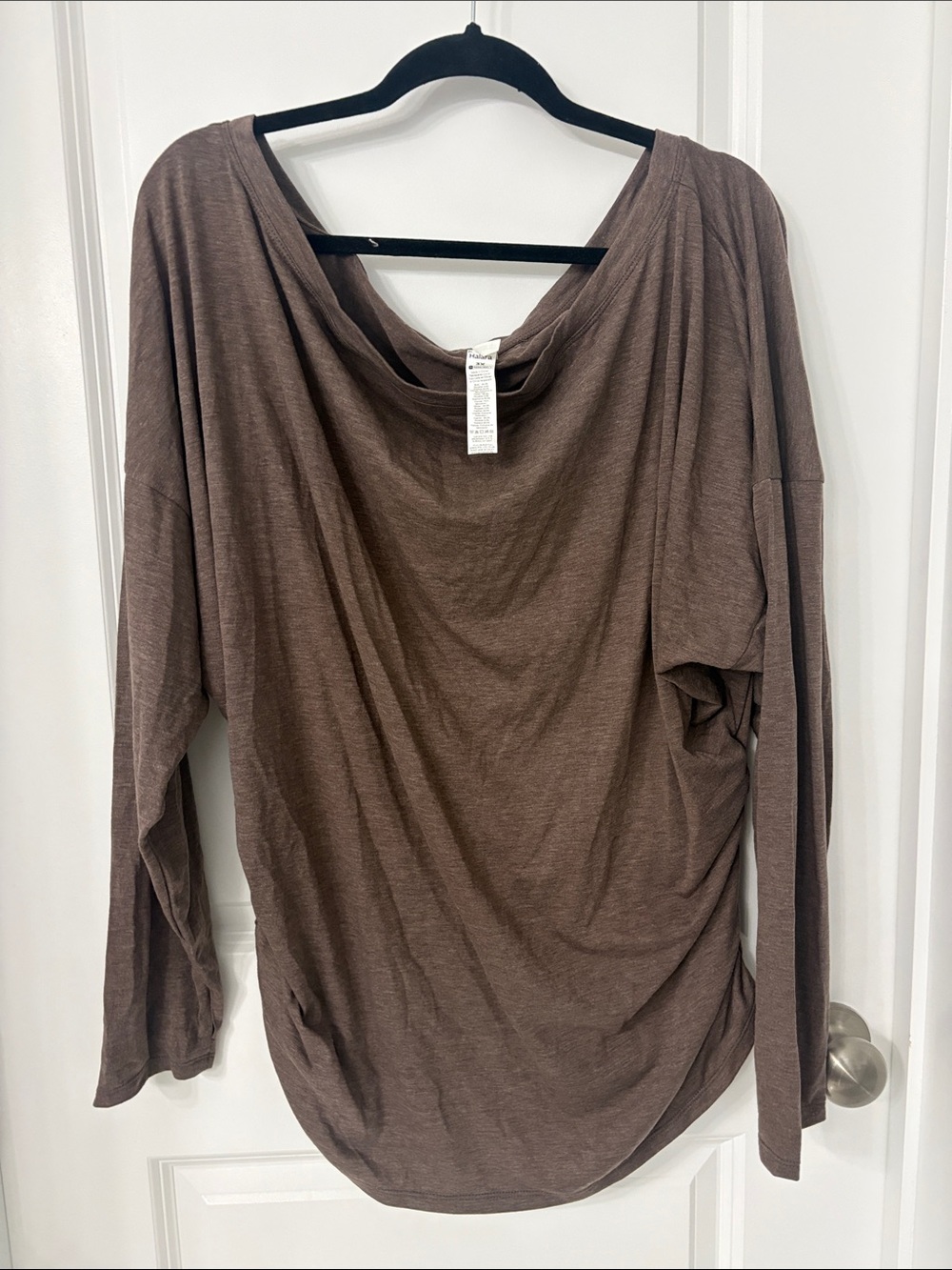 HALARA Brown Draped Long Sleeve Tee